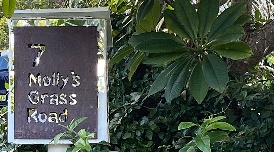 Mollys Grass Road sign
