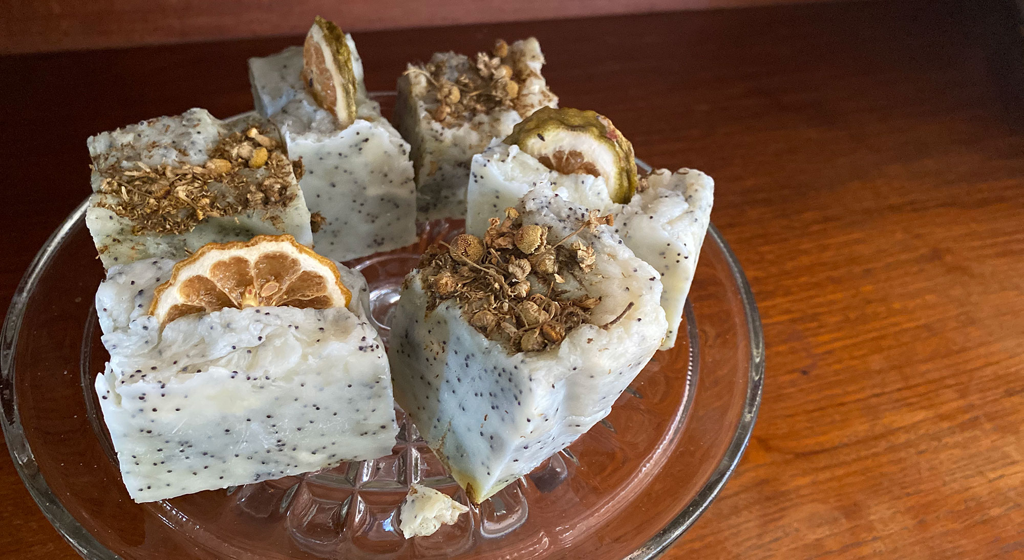 Rous Mill Clinic bergamot orange, chamomile and poppyseed soaps